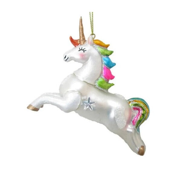 December Diamonds 79-81350 Rainbow Unicorn 4.5" Glass Resin Hanging Ornament - Picture 1 of 1